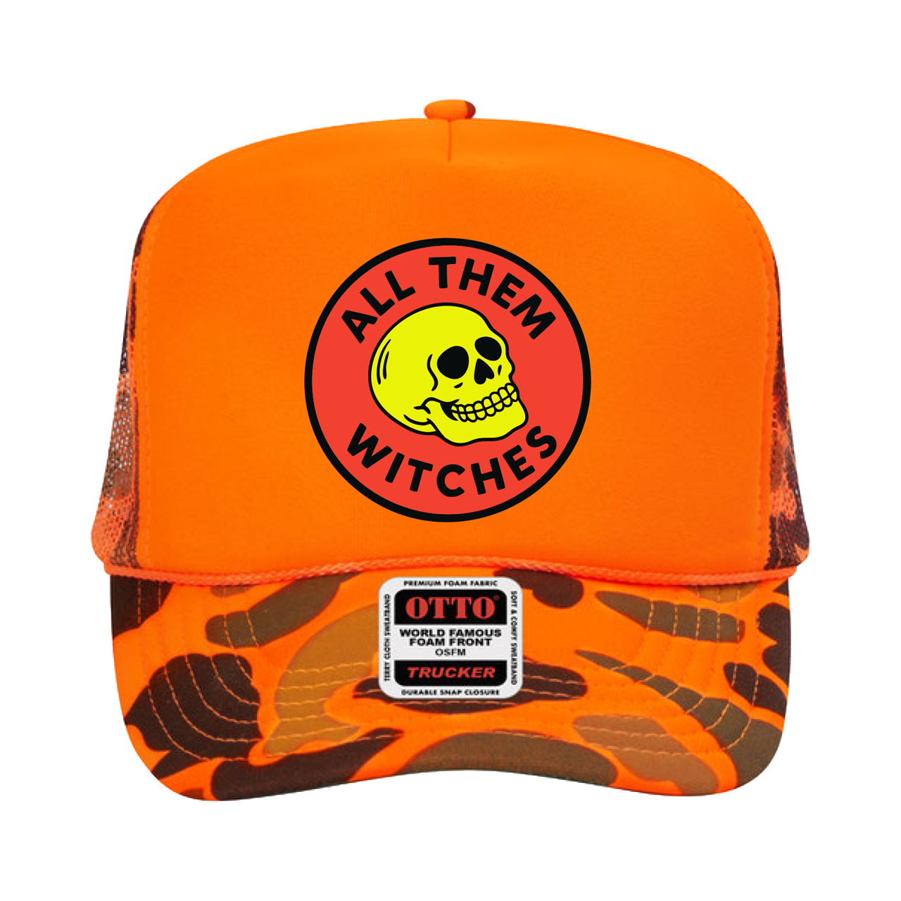 Orange Camo Skull Hunt Hat