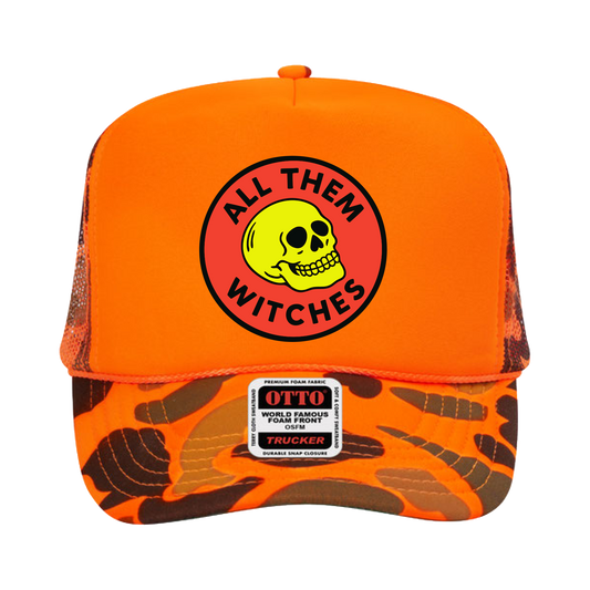 Orange Camo Skull Hunt Hat
