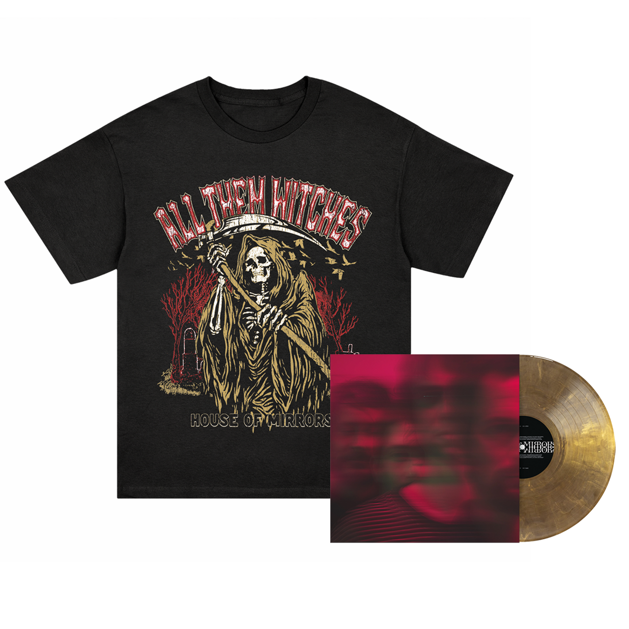 House Of Mirrors Gold Black Ice Vinyl LP + Reaper Tee Fan Pack